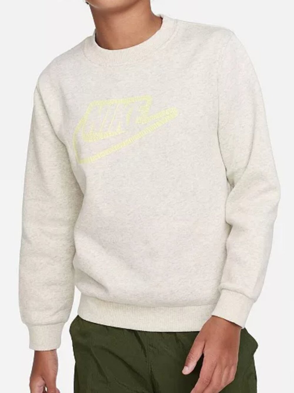 Girl's Nike Sportswear Club Fleece Sweatshirt - Heathered Oatmeal - L - NWT